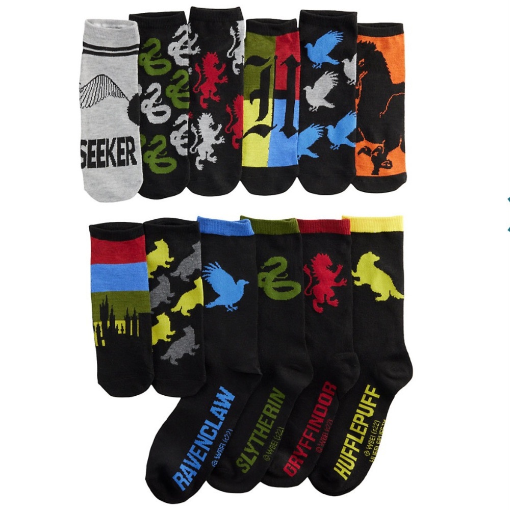 Men's 12 Days of Socks Harry Potter Crest Crew Socks Size 10-13 6-12 Low-Cut
